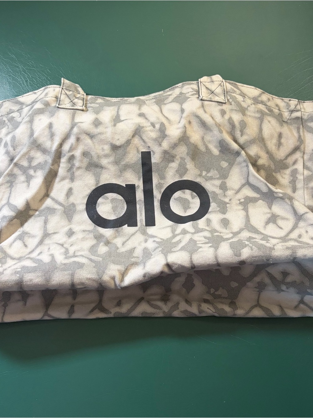 ALO Yoga Canvas Tote in Light Gray Tie-Dye with Black Logo